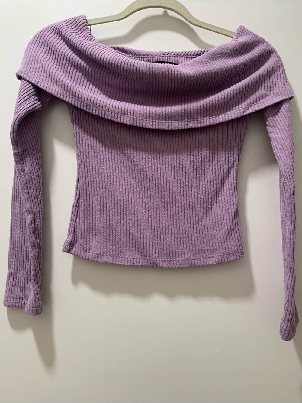 silence + noise Lilac Ribbed Mock Neck Sweater